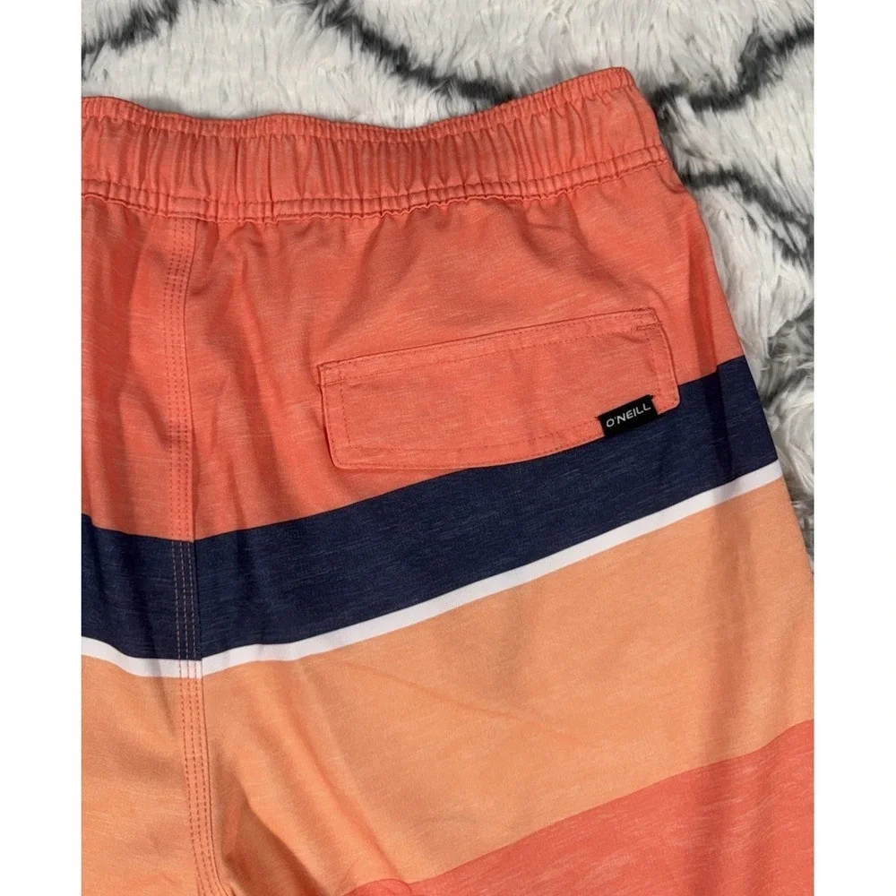 O'Neill Redondo Striped Volley Swim Trunks Board Shorts Orange Men's S *NEW* $49